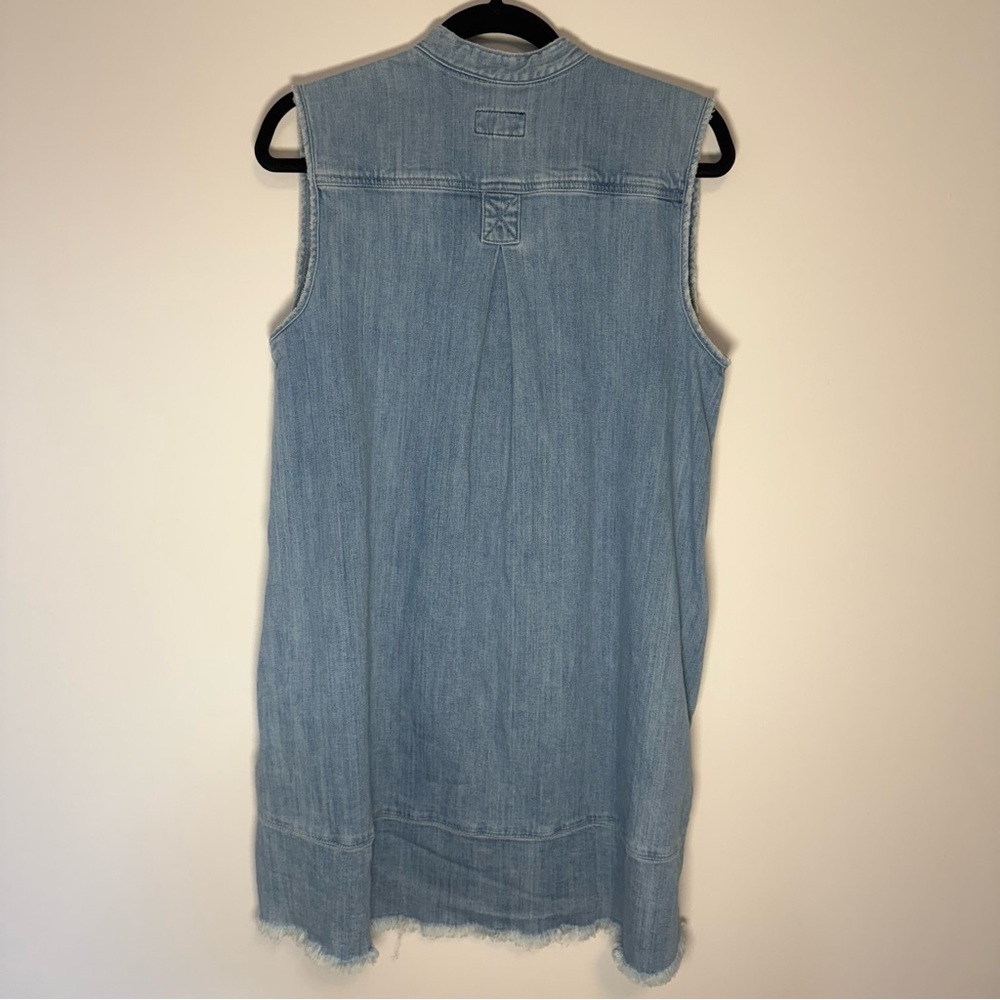 Current/Elliott Blue Denim Sleeveless V-neck Tuck Dress with Pockets Size 2 - Picture 2 of 9